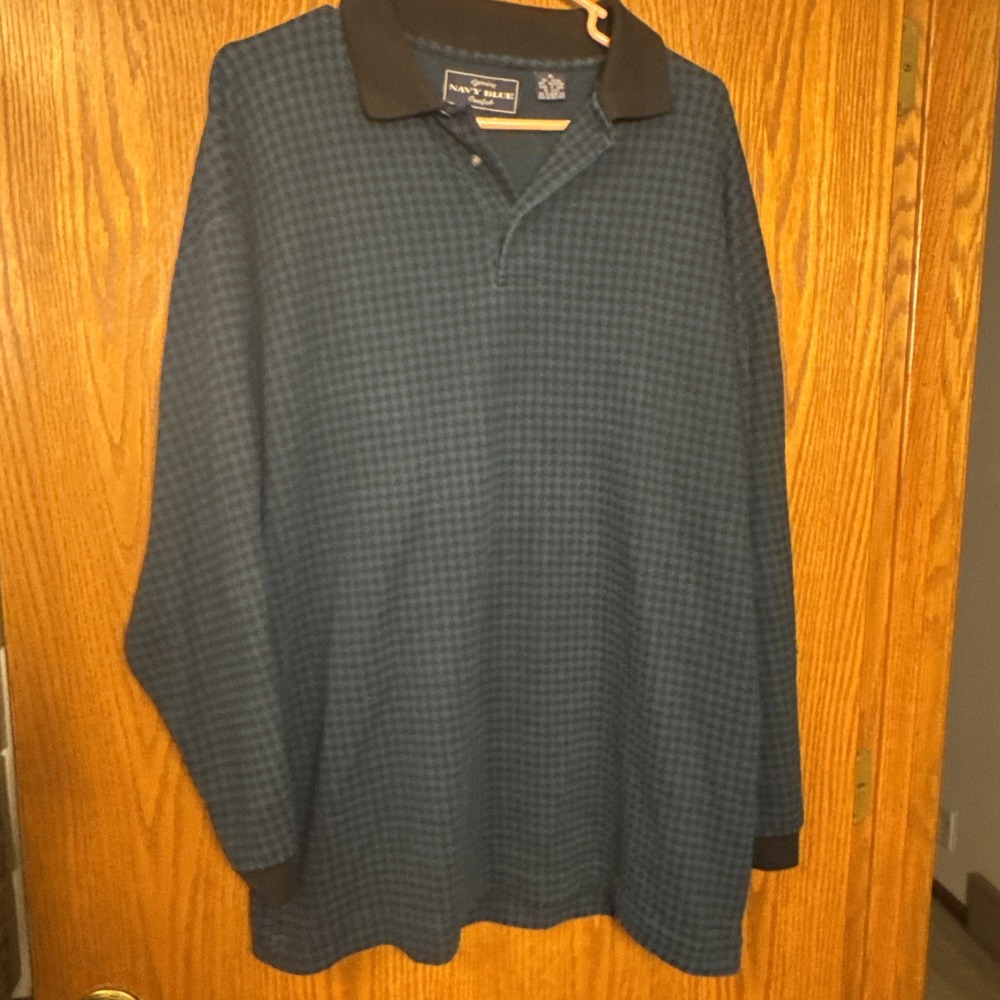 Navy Blue Long Sleeve Men's Genuine Comfort Green‎ Black Checkered Soft Size XL